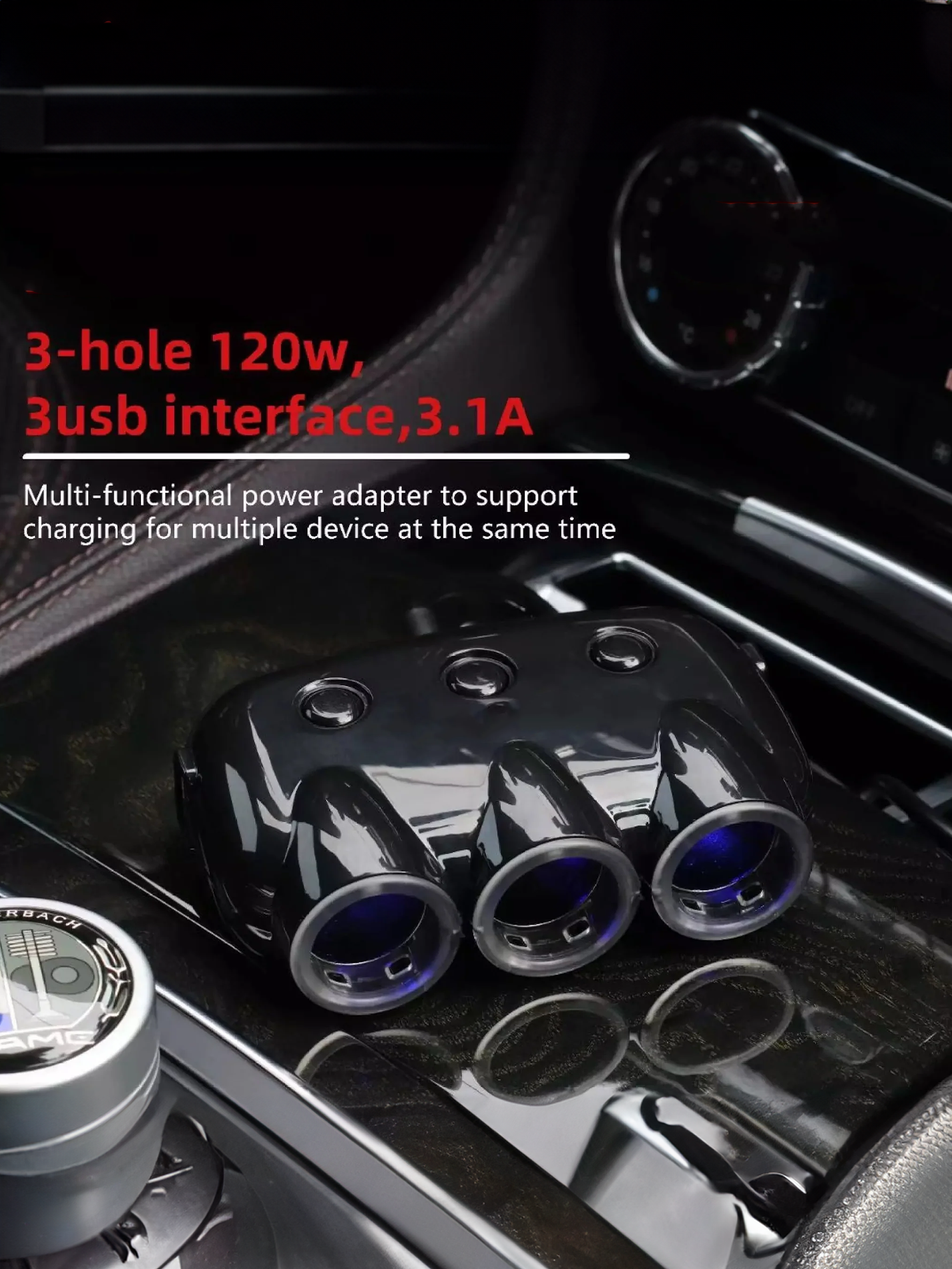 USB In-Car 3 Sockets