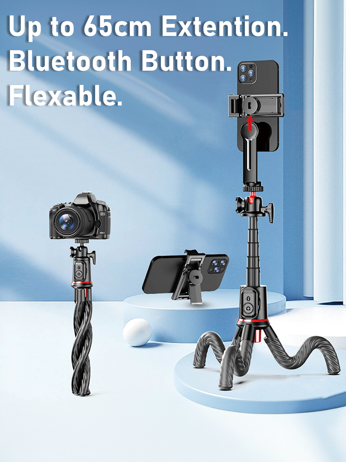 Flexible Selfie Stick W/ Remote (65cm)